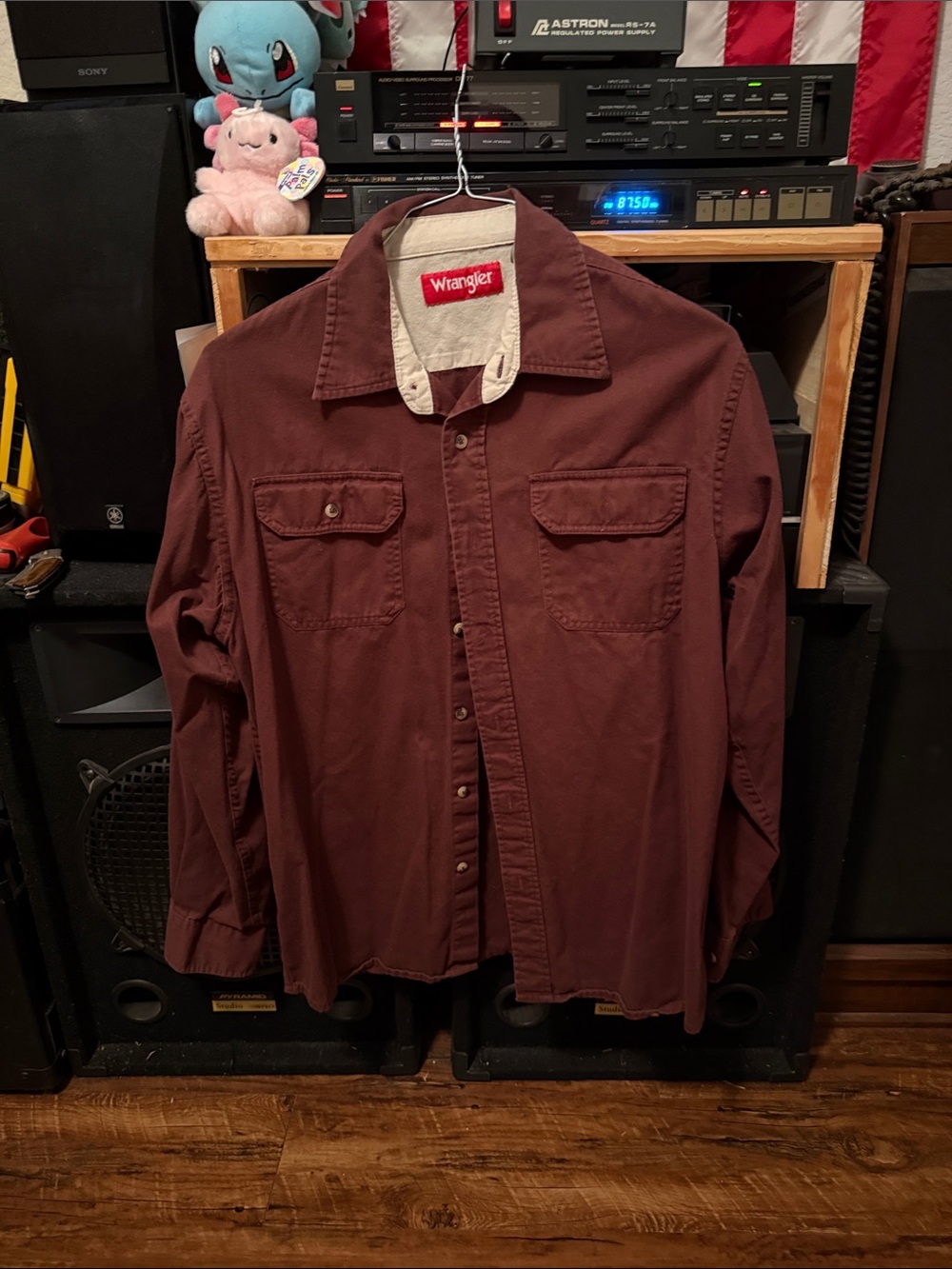 Wrangler Maroon Button-Front Work Shirt